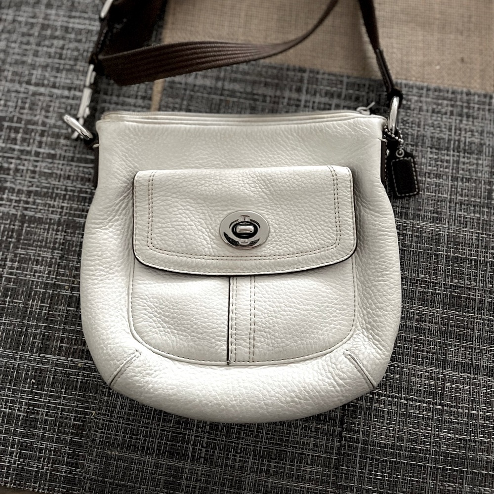 White leather COACH crossbody purse